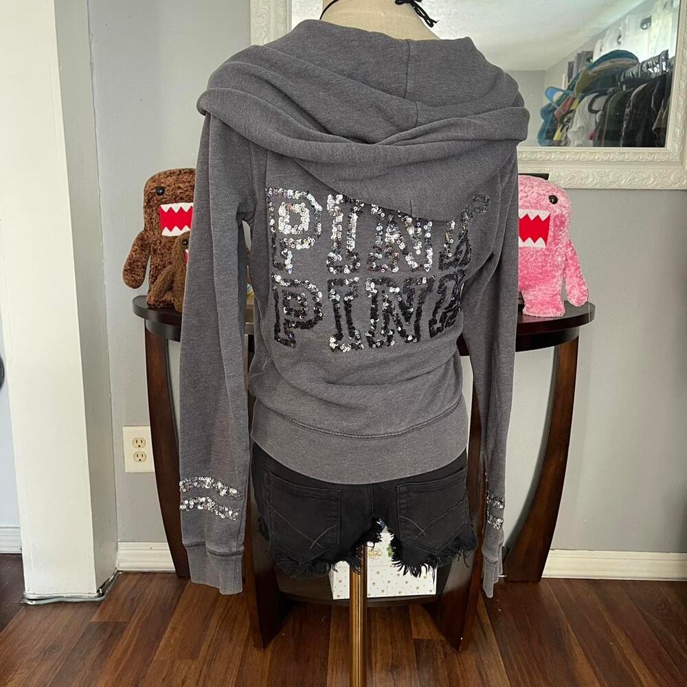 Y2k pink sequin zip up